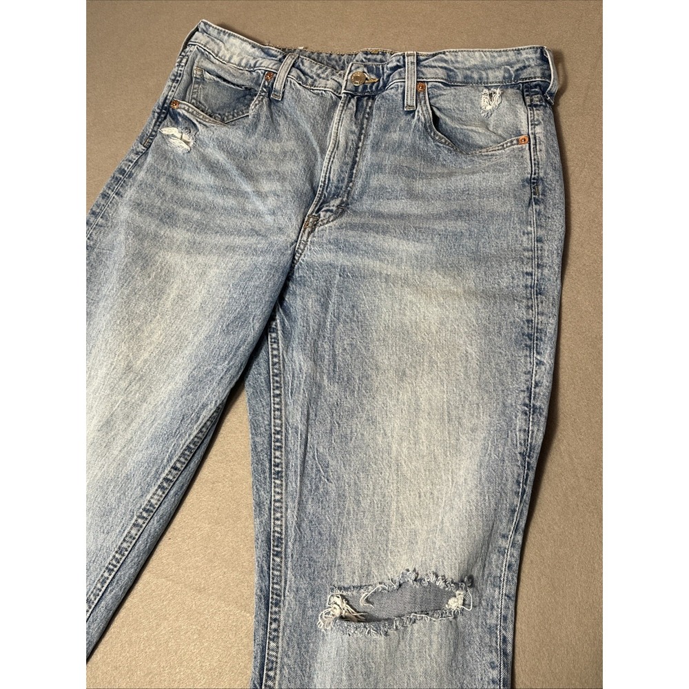 H&M Distressed Acid Wash Denim Jeans Slim Straight Size 12 - Picture 4 of 6
